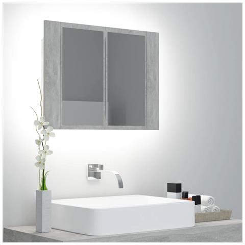 Lusso Casadino - Armadietto A Specchio Con Luci Led Grigio Cemento In Acrilico - Foto 8