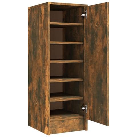 Lusso Casadino -  Scarpiera Rovere Fumo 32x35x92 Cm In Legno Multistrato - Foto 1