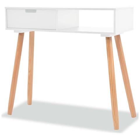 Lusso Casadino - Tavolo Consolle In Legno Di Pino Massello 80x30x72 Cm Bianco - Foto 2