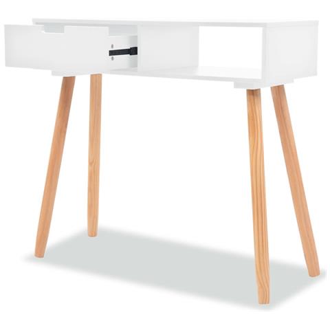 Lusso Casadino - Tavolo Consolle In Legno Di Pino Massello 80x30x72 Cm Bianco - Foto 1