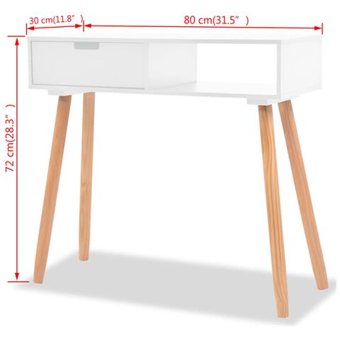 Lusso Casadino - Tavolo Consolle In Legno Di Pino Massello 80x30x72 Cm Bianco - Foto 6