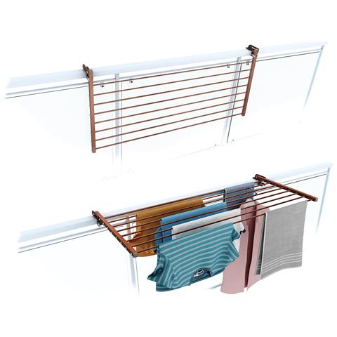 Stendibiancheria Per Balcone 118x63x8 Cm Corten, Pieghevole E Resistente, Ideale Per Terrazzo - Foto 1