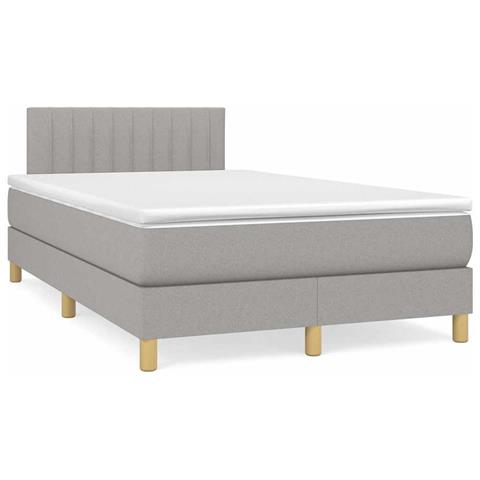 Letto a Molle Materasso e LED Grigio Chiaro 120x190 cm Tessuto - Foto 2