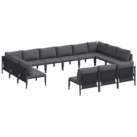 Set Divano da Giardino 13 pcs Antracite Acciaio - Foto 1
