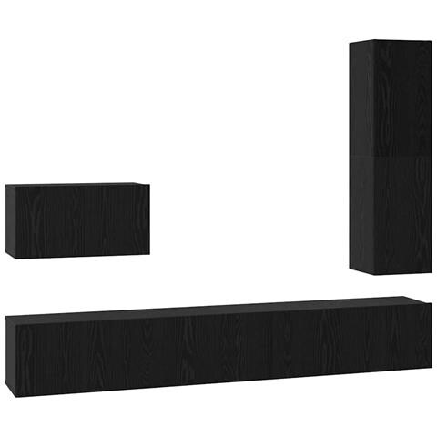 Set mobile TV 4 pcs Rovere nero 200 x 30 x 30 cm - Foto 1