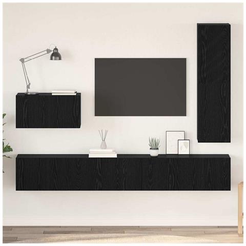 Set mobile TV 4 pcs Rovere nero 200 x 30 x 30 cm - Foto 2