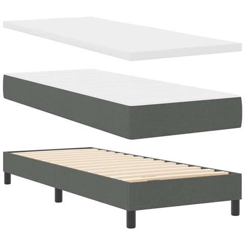 Letto box spring con materasso Grigio scuro 80 x 200 cm - Foto 1