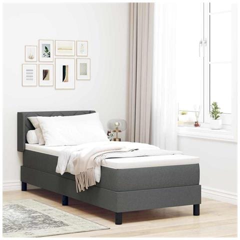 Letto box spring con materasso Grigio scuro 80 x 200 cm - Foto 2