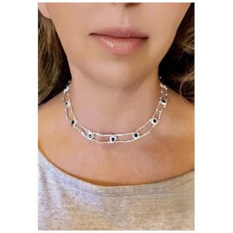 Girocollo A Fiore Sw In Argento Blu 10µ - Foto 3