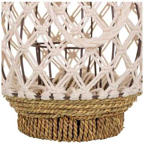 Lanterna In Cotone Intrecciato E Fbira Naturale Marrone 15x24x28h - Foto 5