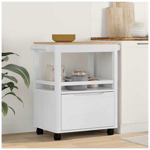 Carrello da Cucina FLORO Bianco 72,5 x 45 x 80 cm - Foto 2