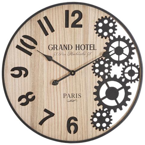 Orologio Da Parete Grand Hotel Paris In Legno E Ferro Industrial - Foto 1