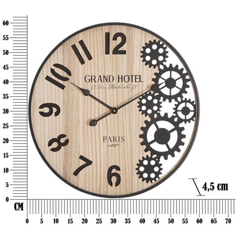 Orologio Da Parete Grand Hotel Paris In Legno E Ferro Industrial - Foto 6