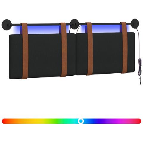 Testiera sospesa Con luce LED Nero PU Antico - Foto 1