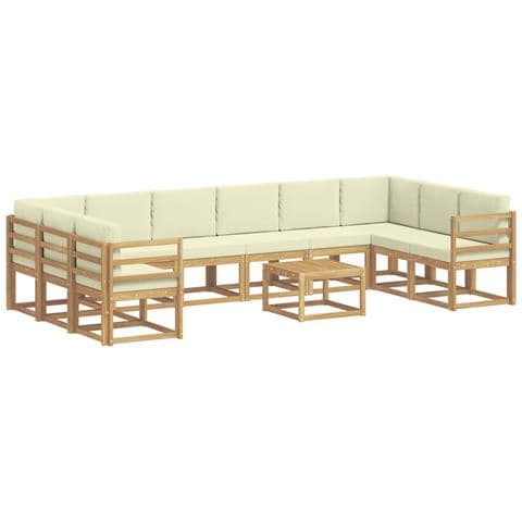 Set di divani da esterno con cuscino 11 pcs Bianco e Crema - Foto 1