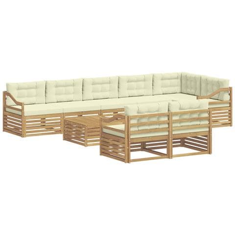 Set di divani da esterno con cuscino 9 pcs Bianco e Crema - Foto 1