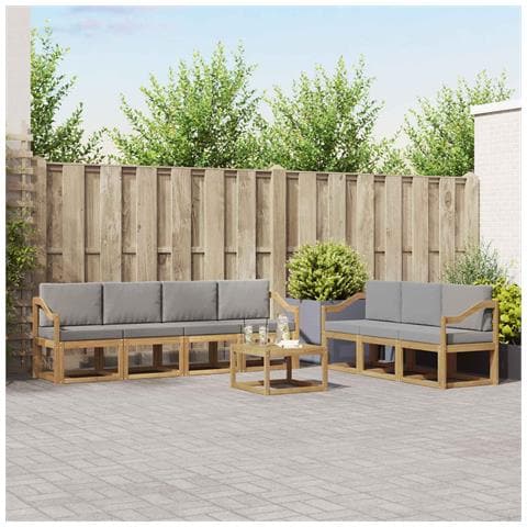 Set di divani da esterno 8 pcs Bianco e Grigio Chiaro - Foto 2