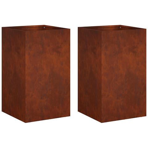 Vaso da giardino 2 pz Ruggine 30 x 30 x 40 cm Acciaio Corten - Foto 1