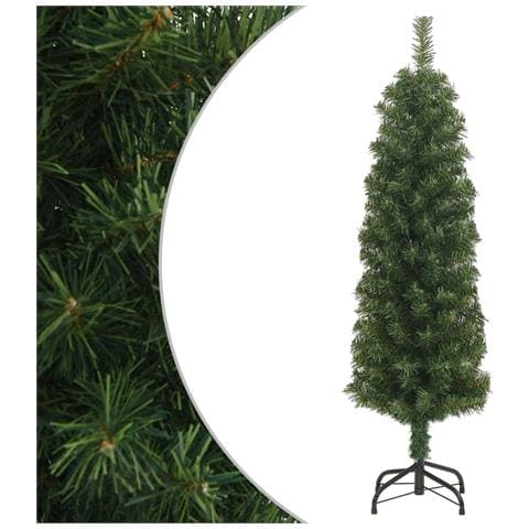 Albero di Natale Artificiale Sottile con Base Verde 150 cm PVC - Foto 1