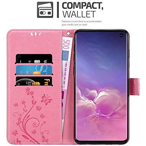 Custodia Compatibile Con Samsung Galaxy S10 5g In Rosa Fiore - Coperchio Protettivo In Design Floreale Con Chiusura Magnetica, Funzione Stand E Slot Per Carte - Foto 2