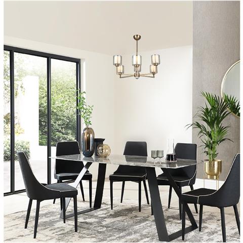 Lampadario Davon - Lampada A Sospensione - Da Soffitto - Oro In Metallo, Vetro, 72 X 72 X 80 Cm, 6 X E27, Max 40w - Foto 2