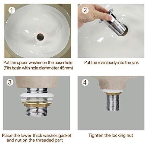 Dispersore Del Bacino Dei Rifiuti Senza Fessura Modern Pop Up Click Clack Nichelato Sprung Plug - Foto 4