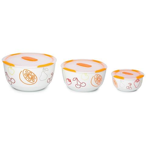 BS2981RC / OR Set di ciotole 1.7L Rotondo Ceramica Arancione, Bianco 3pezzo (i) Insalatiera - Foto 2