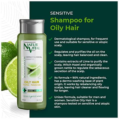 Shampoo Per Capelli Antigrasso Naturale Unisex A Base Vegetale A Base Di Lime E Amamelide, Per Capelli Grassi, Mantiene I Capelli Puliti Più A Lungo, Cruelty-free E Senza Parabeni - Foto 3