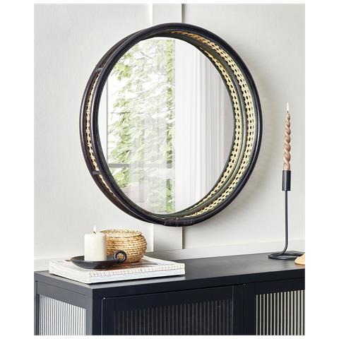 Specchio Daksa 60 Cm 60 Cm Rattan Nero - Foto 1