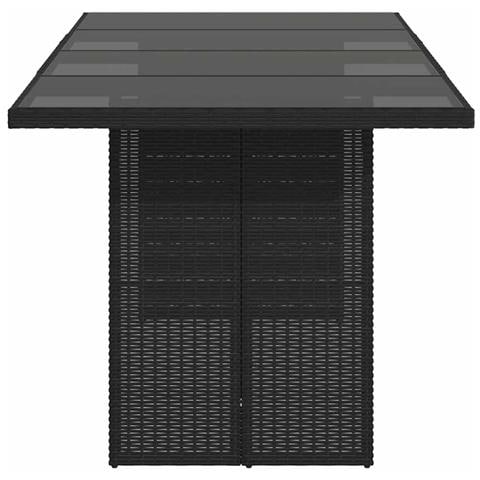 Tavolo Da Giardino Piano In Vetro Nero 190x80x74 Cm Polyrattan - Foto 2