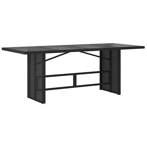 Tavolo Da Giardino Piano In Vetro Nero 190x80x74 Cm Polyrattan - Foto 1