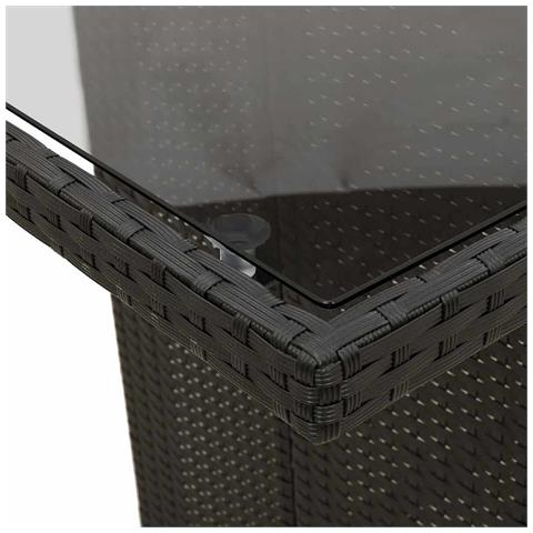 Tavolo Da Giardino Piano In Vetro Nero 190x80x74 Cm Polyrattan - Foto 10