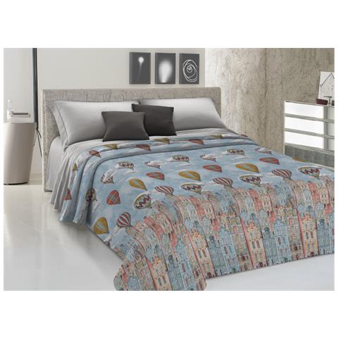 Copriletto Piquet Primavera Estate 100% Cotone Disegno Volare Piazza E Mezza Arancio - Foto 1