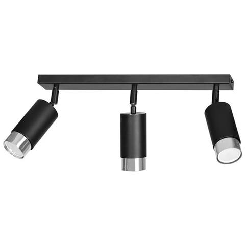 Lampada A Soffitto Hiro - Nero, Cromo - Acciaio Verniciato A Polvere - 45x19x6 Cm - Foto 1
