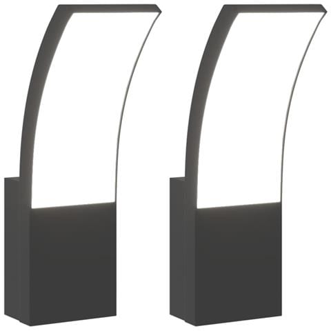 Applique Per Esterni Con Led 2 Pz Nere Alluminio Pressofuso - Foto 2