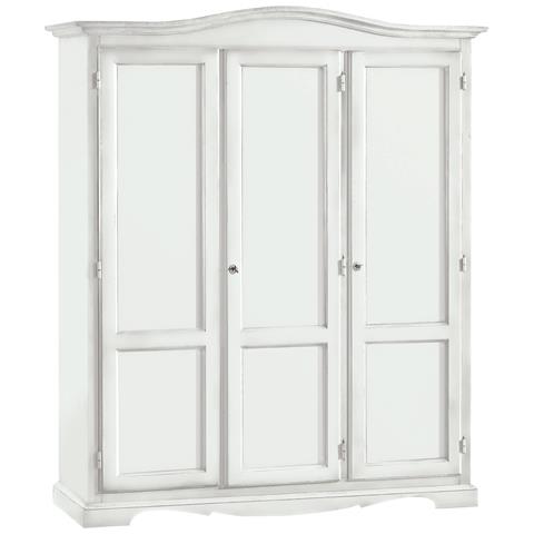 Armadio 3 Ante In Legno Bianco Shabby Gendarme 158x56x197h - Foto 1