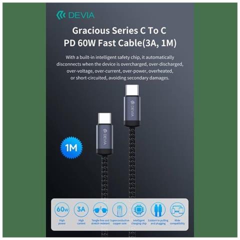 Cavo da Tipo-C a Tipo-C PD 60W Alta velocita 1 Metro - Foto 1
