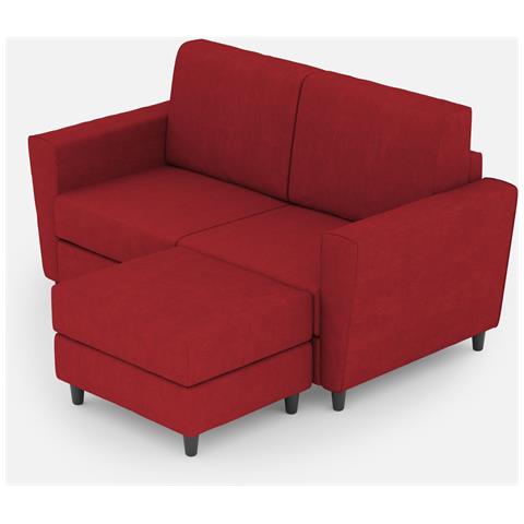 Divano Yasel 2 Posti Medio (due Sedute Da 70cm) + Pouf Misure Esterne L. 172 P. 145 Colore Rosso - Foto 1