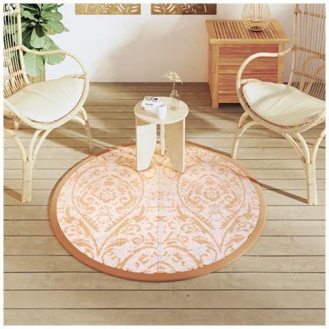 Tappeto Da Esterno Arancione E Bianco 120 Cm In Pp - Foto 3