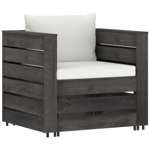 Set Salotto Da Giardino 2pz Con Cuscini Legno Impregnato Grigio - Foto 1