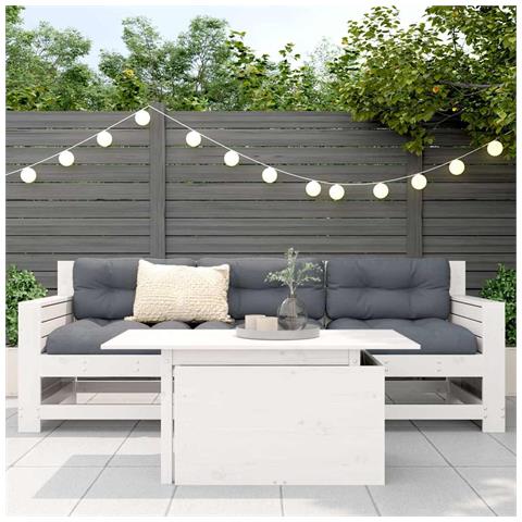 Lusso Casadino -  Tavolo Da Giardino Bianco 100x50x75cm In Legno Massello Di Pino - Foto 2