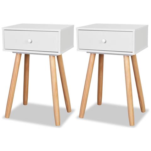 Lusso Casadino -  Comodini Set 2 Pz In Massello Di Pino 40x30x61 Cm Bianchi - Foto 1