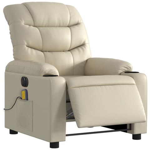 Poltrona Massaggiante Elettrica Reclinabile Crema Similpelle - Foto 2