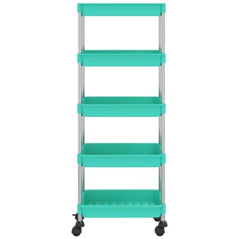 Carrello Da Cucina 5 Ripiani Turchese 42x29x128 Cm Ferro E Abs - Foto 2