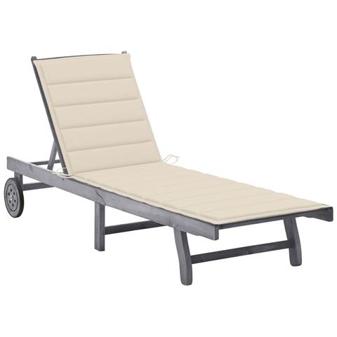 Lusso Casadino -  Sdraio Da Giardino Grigia Con Cuscino In Massello Di Acacia - Foto 2