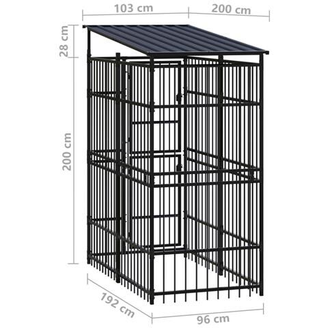 Gabbia per Cani da Esterno con Tetto in Acciaio 1,84 m² - Foto 8