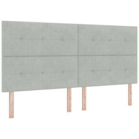 Testiera trapuntata a bottoni grigio chiaro 200 cm velluto - Foto 1