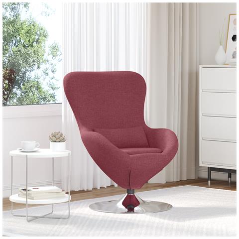 Poltrona a uovo Rosso vino Tessuto - Foto 2