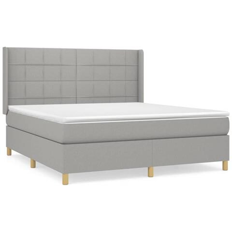 Giroletto a Molle con Materasso Grigio Chiaro180x200 cm Tessuto - Foto 1