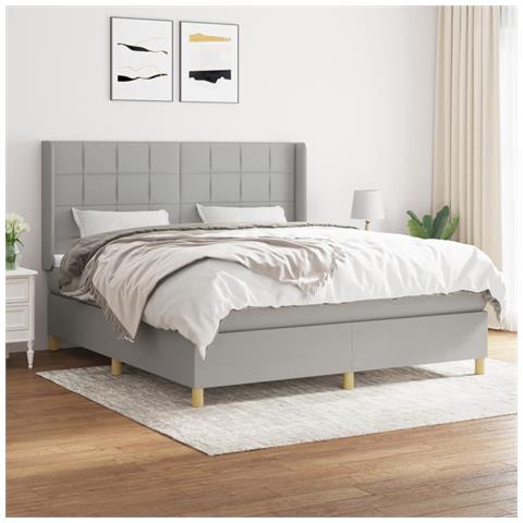 Giroletto a Molle con Materasso Grigio Chiaro180x200 cm Tessuto - Foto 2